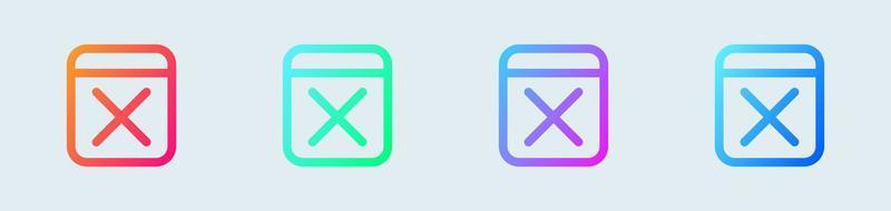 retirar linha ícone dentro gradiente cores. excluir sinais vetor ilustração.