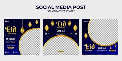 modelo de postagem de mídia social eid al-fitr mubarak vetor