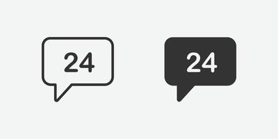 Vetor de ícone de 24 horas. ilustração do modelo de design gráfico vetorial