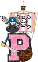 p é para pirata com navio alfabeto Aprendendo educacional ilustração vetor