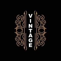 design vintage retrô, logotipo de ornamento vetorial minimalista luxuoso, com estilo mandala e batik, ilustração de marca de produto, convite, banner, moda vetor