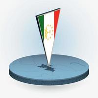 tajiquistão mapa dentro volta isométrico estilo com triangular 3d bandeira do tajiquistão vetor