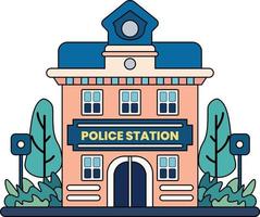 polícia estação construção ilustração dentro rabisco estilo vetor