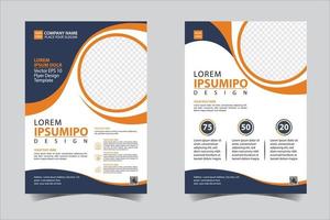 vetor de modelo de design de folheto de folheto de relatório anual de negócios laranja e preto, fundo geométrico abstrato de apresentação de capa de folheto, revista de pôster de publicação moderna, layout em tamanho a4