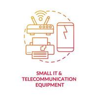 ícone de conceito de equipamento de telecomunicações e it pequeno vetor