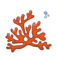 vermelho coral marinho vetor ilustração com ar bolha. desenho animado isolado em a branco. mar vida natureza