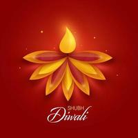 papel cortar aceso óleo luminária em vermelho fundo para feliz diwali celebração. vetor