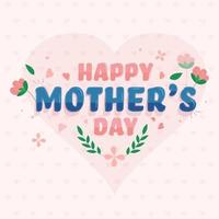 lindo texto feliz mães dia e flores em Rosa coração em forma fundo. vetor