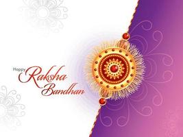 feliz raksha bandhan Fonte com lindo rakhi em branco e roxa floral fundo. vetor