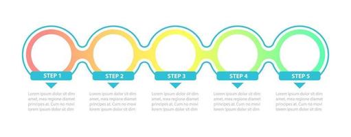 modelo de infográfico de vetor de círculos coloridos brilhantes