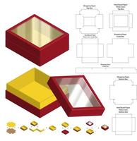 design de modelo cortado de embalagem de caixa. Maquete 3D vetor