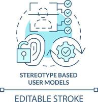 estereótipo Sediada do utilizador modelos turquesa conceito ícone. modelagem abstrato idéia fino linha ilustração. estereotipado abordagem. isolado esboço desenho. editável acidente vascular encefálico vetor