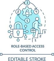 baseado em função Acesso ao controle turquesa conceito ícone. segurança gestão abstrato idéia fino linha ilustração. isolado esboço desenho. editável acidente vascular encefálico vetor
