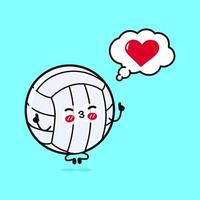 fofa engraçado voleibol fazendo ioga com discurso bolha. vetor mão desenhado desenho animado kawaii personagem ilustração ícone. isolado em azul fundo. voleibol bola dentro amor personagem conceito