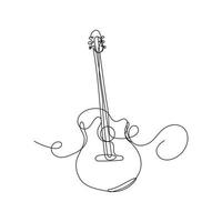contínuo linha arte desenhando do uma guitarra. vetor