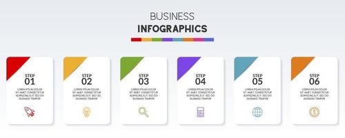 infográficos Projeto modelo e ícones com 6 opções ou 6 passos vetor