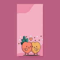 desenho animado casal mascote segurando corações em Rosa fundo e cópia de espaço. amor ou dia dos namorados dia. vetor