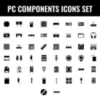 pc componentes glifo ícone conjunto vetor