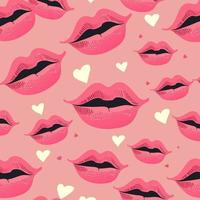 Rosa se beijando lábios padronizar fundo com branco corações amor ou dia dos namorados dia conceito. vetor
