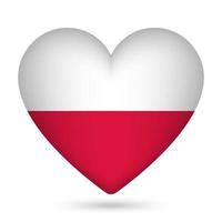 Polônia bandeira dentro coração forma. vetor ilustração.