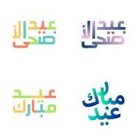 eid Mubarak tipografia conjunto com festivo árabe caligrafia vetor