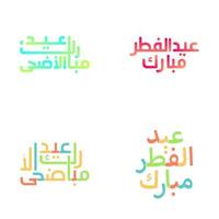 elegante eid Mubarak caligrafia conjunto para muçulmano festivais vetor