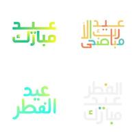 islâmico festival do eid Mubarak com elegante caligrafia desenhos vetor