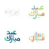 criativo eid Mubarak escova letras para muçulmano celebrações vetor