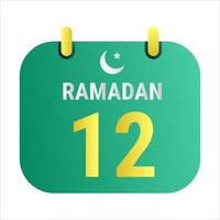 12º Ramadã comemoro com branco e dourado crescente luas. e Inglês Ramadã texto. vetor