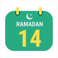 14º Ramadã comemoro com branco e dourado crescente luas. e Inglês Ramadã texto. vetor