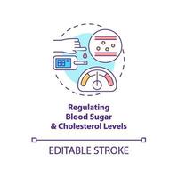 ícone do conceito de regulação dos níveis de açúcar no sangue e colesterol vetor
