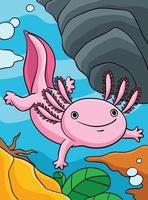 axolotl animal colori desenho animado ilustração vetor