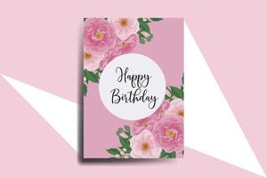 cumprimento cartão aniversário cartão digital aguarela mão desenhado peônia flor Projeto modelo vetor
