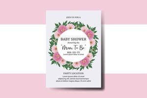 bebê chuveiro cumprimento cartão peônia flor Projeto modelo vetor