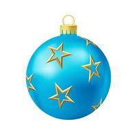 bola de árvore de natal azul com estrela dourada vetor