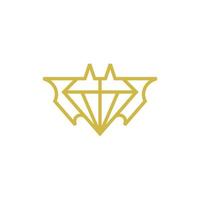 diamante dourado bastão asas linha simples logotipo vetor