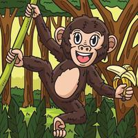 macaco animal colori desenho animado ilustração vetor