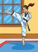 taekwondo esporte colori desenho animado ilustração vetor