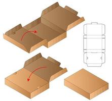 design de modelo cortado de embalagem de caixa. Maquete 3D vetor