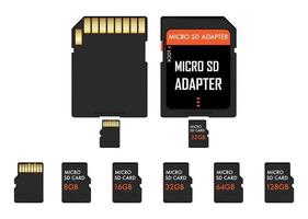 cartão de memória micro sd e adaptador vetor