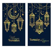 ramadan kareem. fundo islâmico. lâmpadas para o ramadã. conjunto de banners. vetor