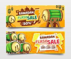 laranja Ramadã venda faixas com mão desenhado percevejos ilustração vetor