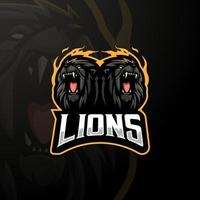 Preto leões esport mascote logotipo Projeto vetor