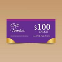 modelo de design de voucher de presente roxo vetor