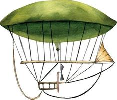 primeiro dirigível vintage estilo aguarela ilustração isolado. vetor