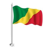 república do a Congo bandeira. isolado realista onda bandeira do república do a Congo país em mastro. vetor