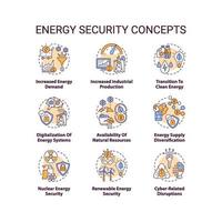 conjunto de ícones do conceito de segurança energética vetor