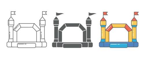saltitante castelo inflável casa ícone. trampolim em Parque infantil para pulando crianças e jogos dentro parque. vetor esboço silhueta e cor pictograma