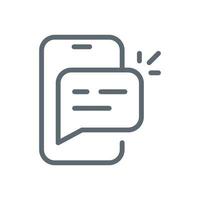 Novo bater papo, mensagem, notificação em Smartphone conceito ilustração linha ícone Projeto editável vetor eps10