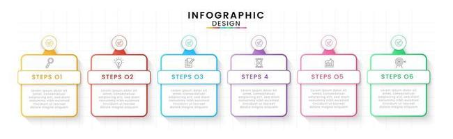 vetor infográfico Projeto modelo moderno Linha do tempo. 6 opções ou passos, o negócio projeto modelo para apresentação e relatório.